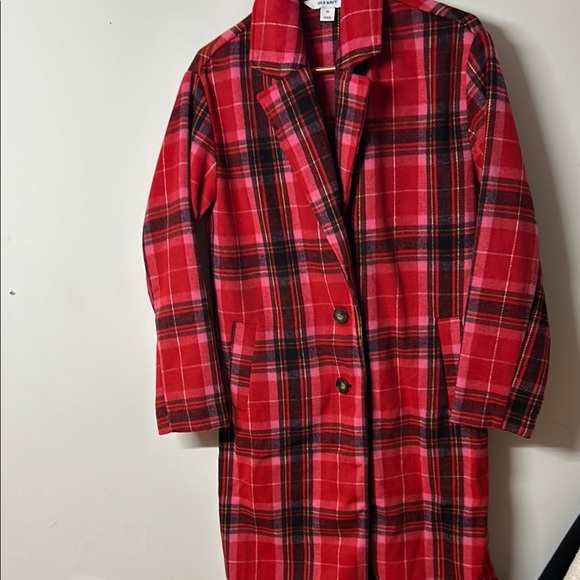 Old Navy Red Plaid Women's Coat - Picture 1 of 3